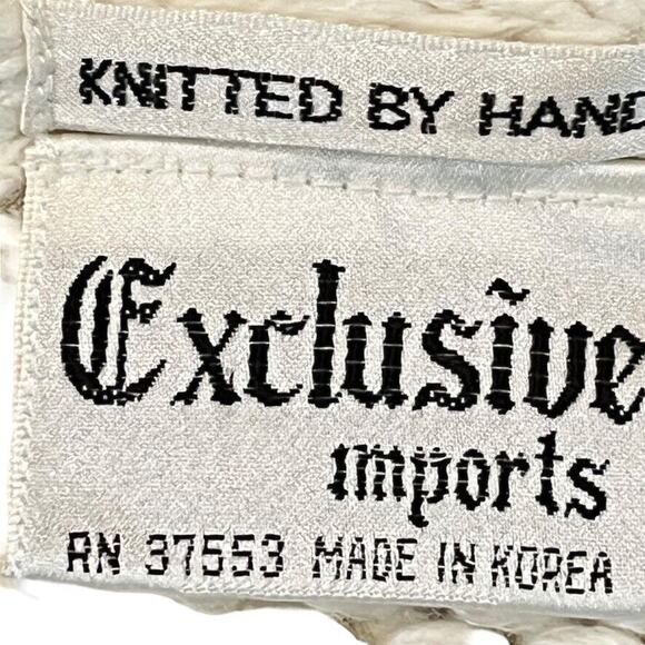 Exclusive Imports Hand Knit Womens Vintage Pink Blue Chunky Cable Knit Sweater S - Picture 16 of 16